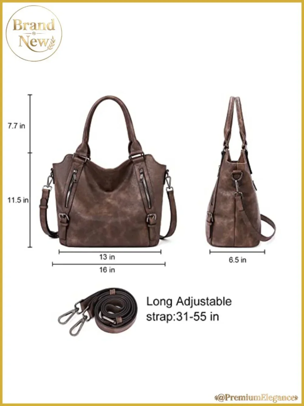 Large Hobo Bag for Women Vegan Leather Multi-Pocket Designer Handbag Purse